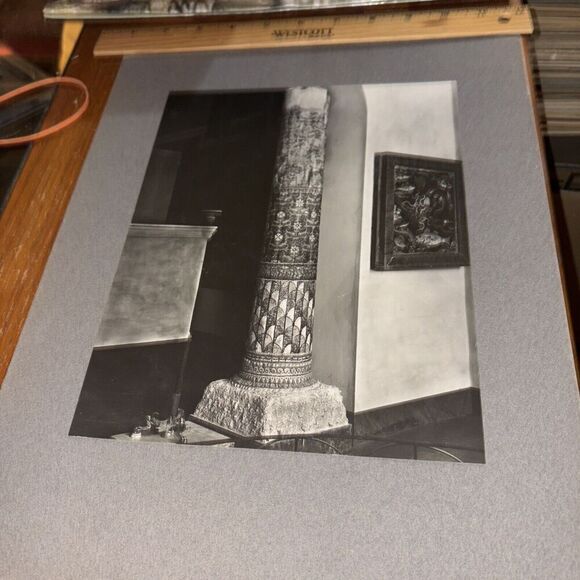 Vintage Pompeii Forum Column & Capital Mounted Roman Architecture Photo - Picture 1 of 4